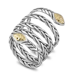 Sterling Silver & 18K Yellow Gold Multi Row Basket Weave Ring by Samuel B.