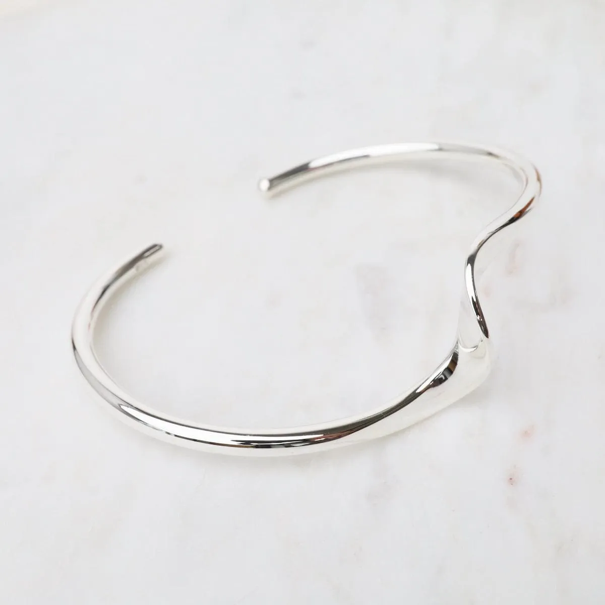 Sterling Silver Cuff with Single Wave