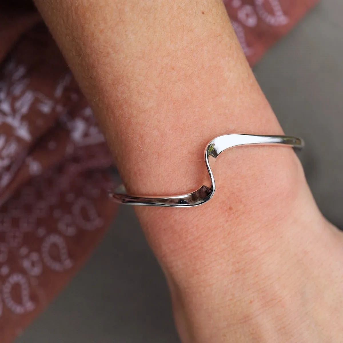 Sterling Silver Cuff with Single Wave