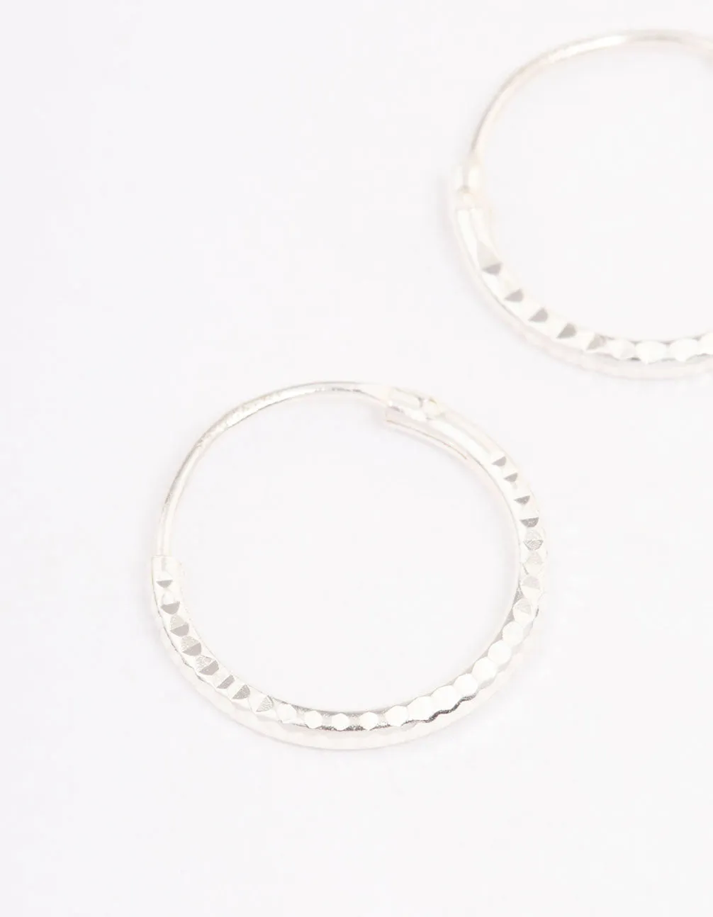 Sterling Silver Diamante Hoop Earrings 12mm