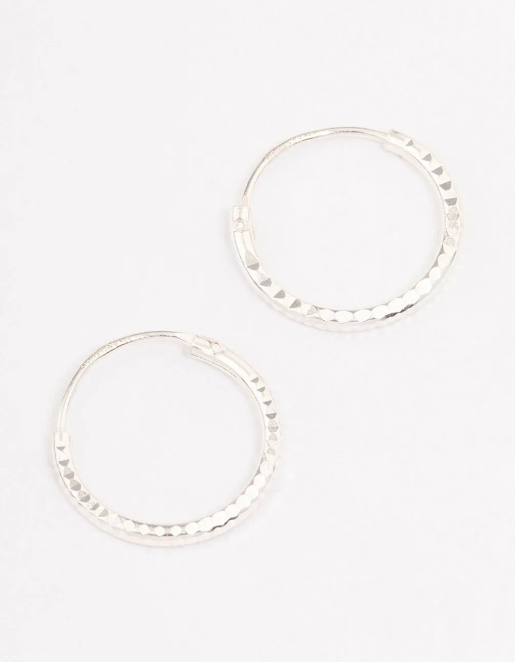 Sterling Silver Diamante Hoop Earrings 12mm