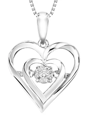 Sterling Silver Diamond Heart Shaped Necklace