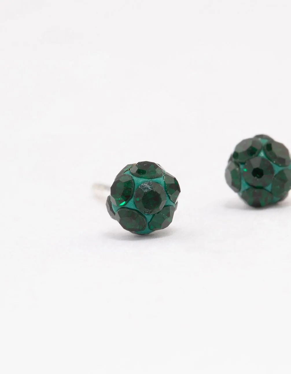 Sterling Silver Green Fireball Stud Earrings