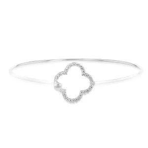 Sterling Silver Open Flower Plain Bangle