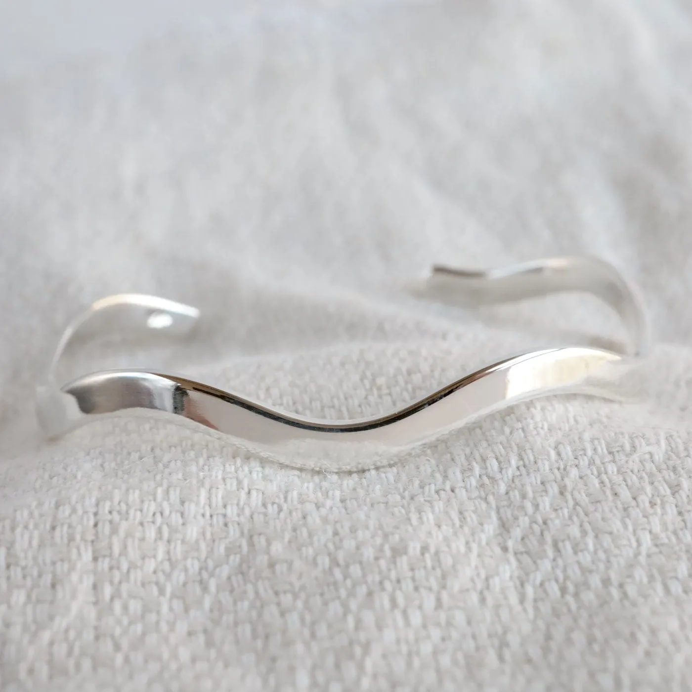 Sterling Silver Wavy Line Cuff Bracelet