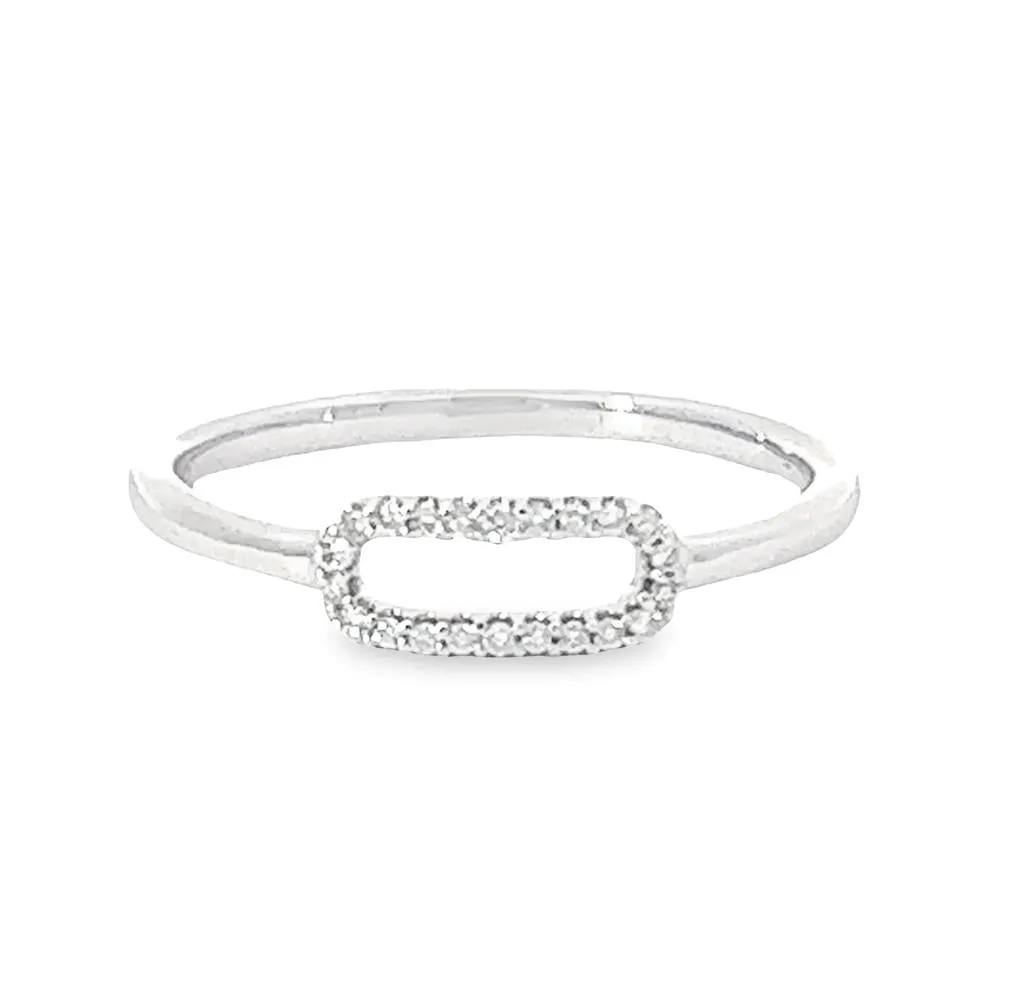 Sterling Silver White Gold 0.07ctw Diamond Link Ring