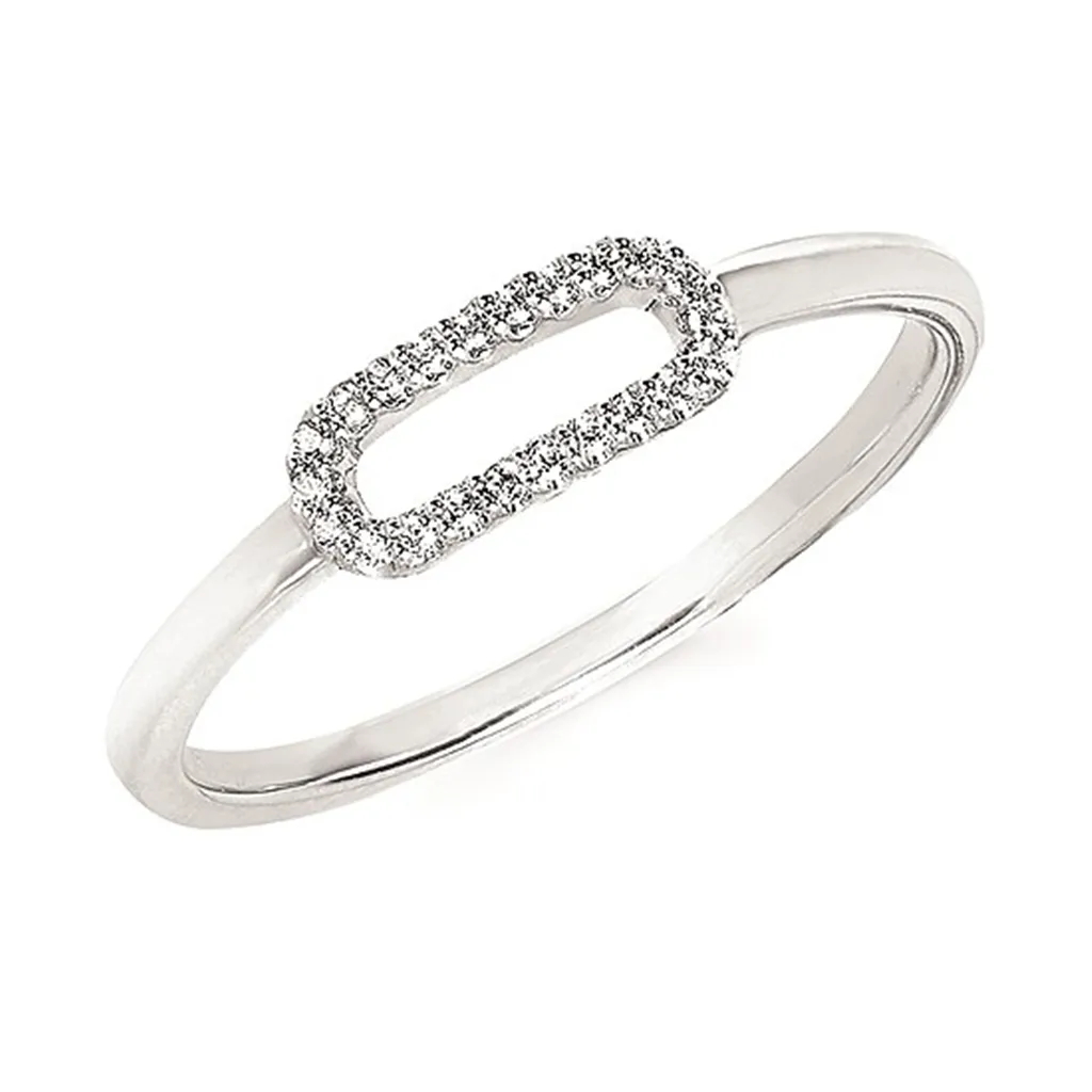 Sterling Silver White Gold 0.07ctw Diamond Link Ring