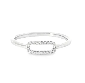 Sterling Silver White Gold 0.07ctw Diamond Link Ring