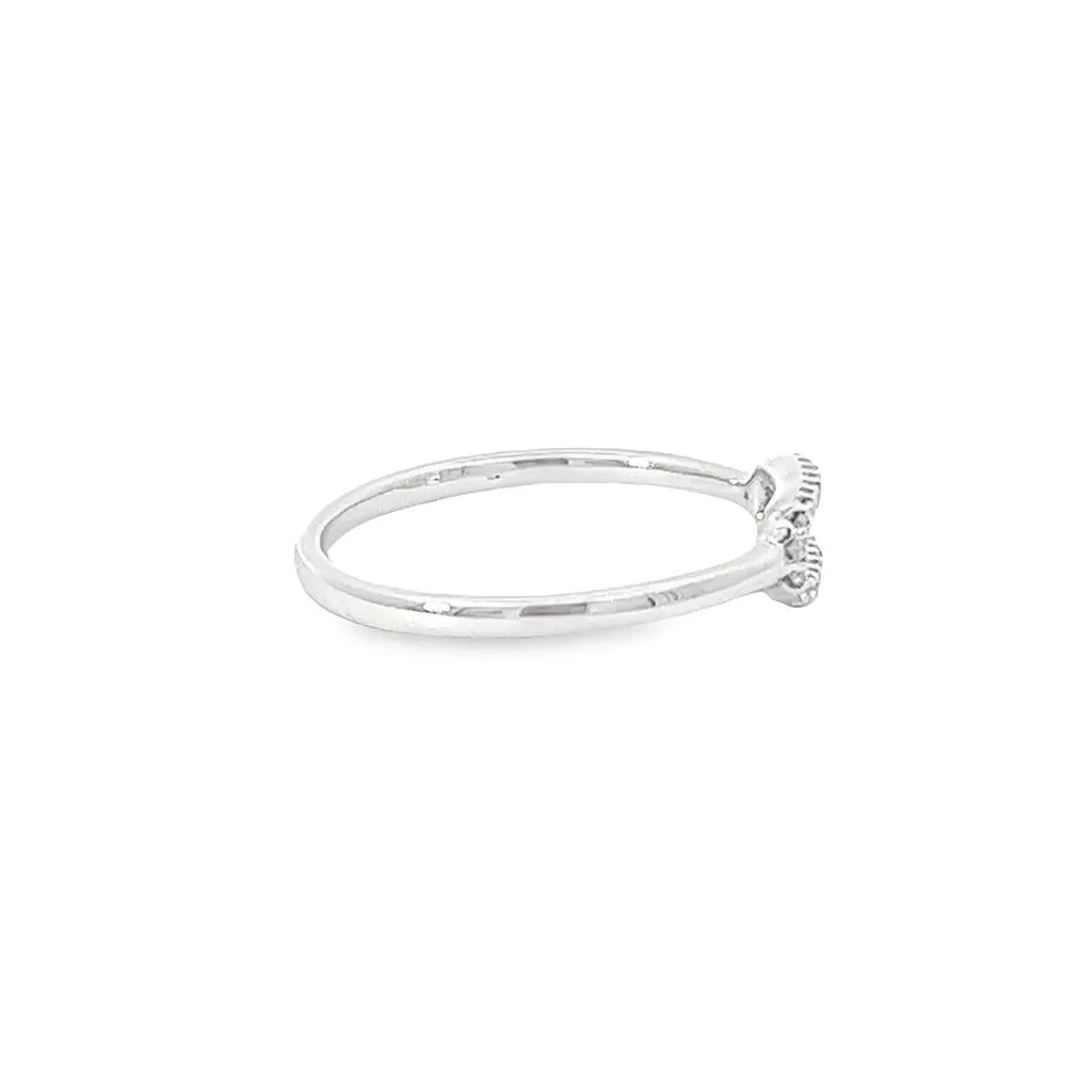 Sterling Silver White Gold 0.07ctw Diamond Link Ring