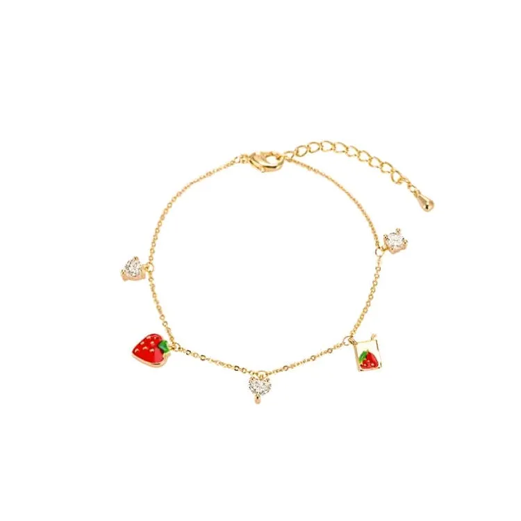 Sweet Love Zircon Strawberry Bracelet