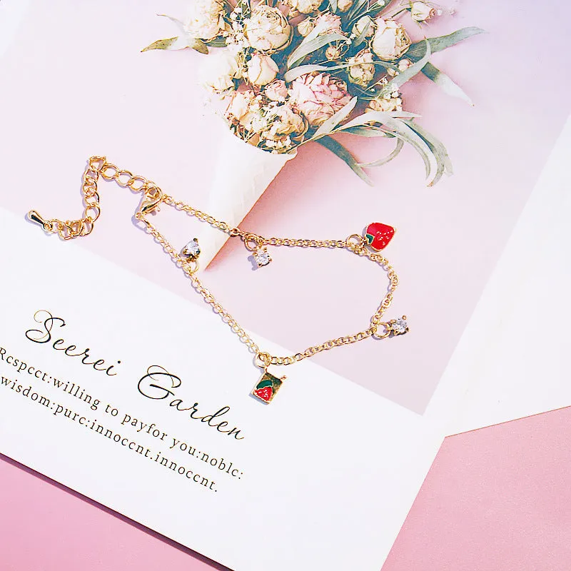 Sweet Love Zircon Strawberry Bracelet