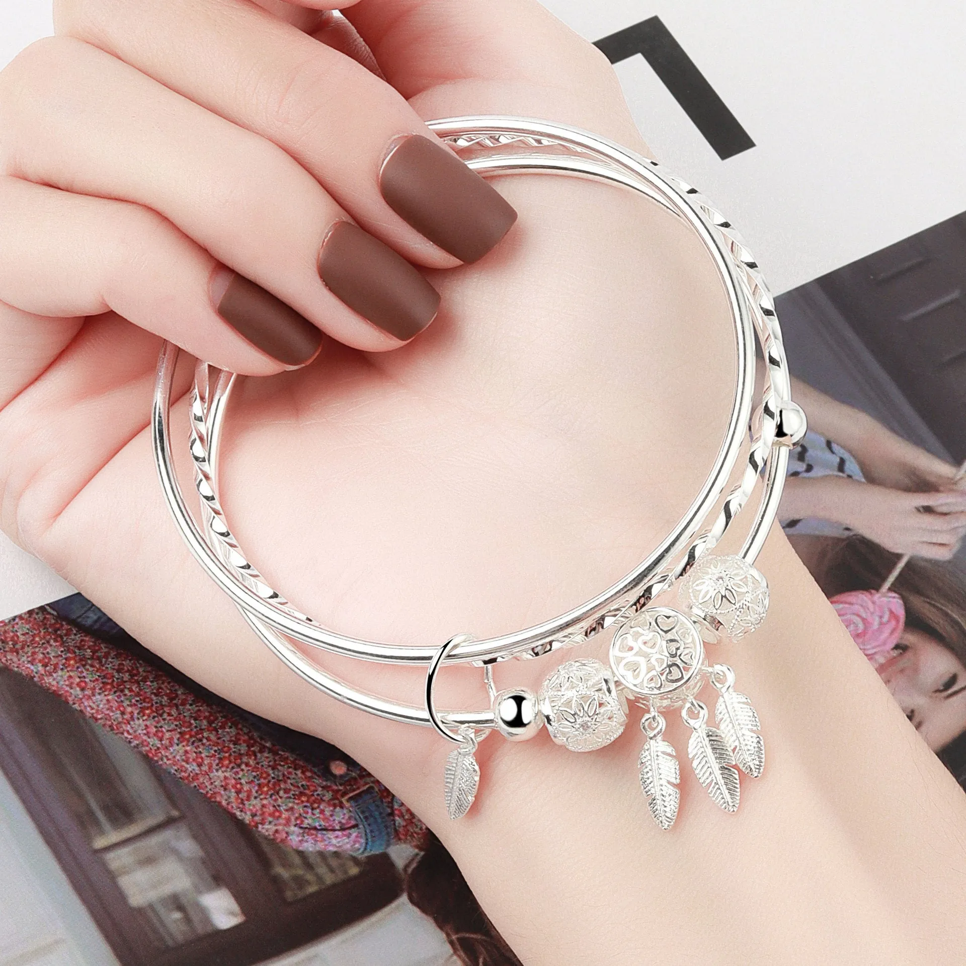 Tanabata Solid Three-Ring Design Bracelet -