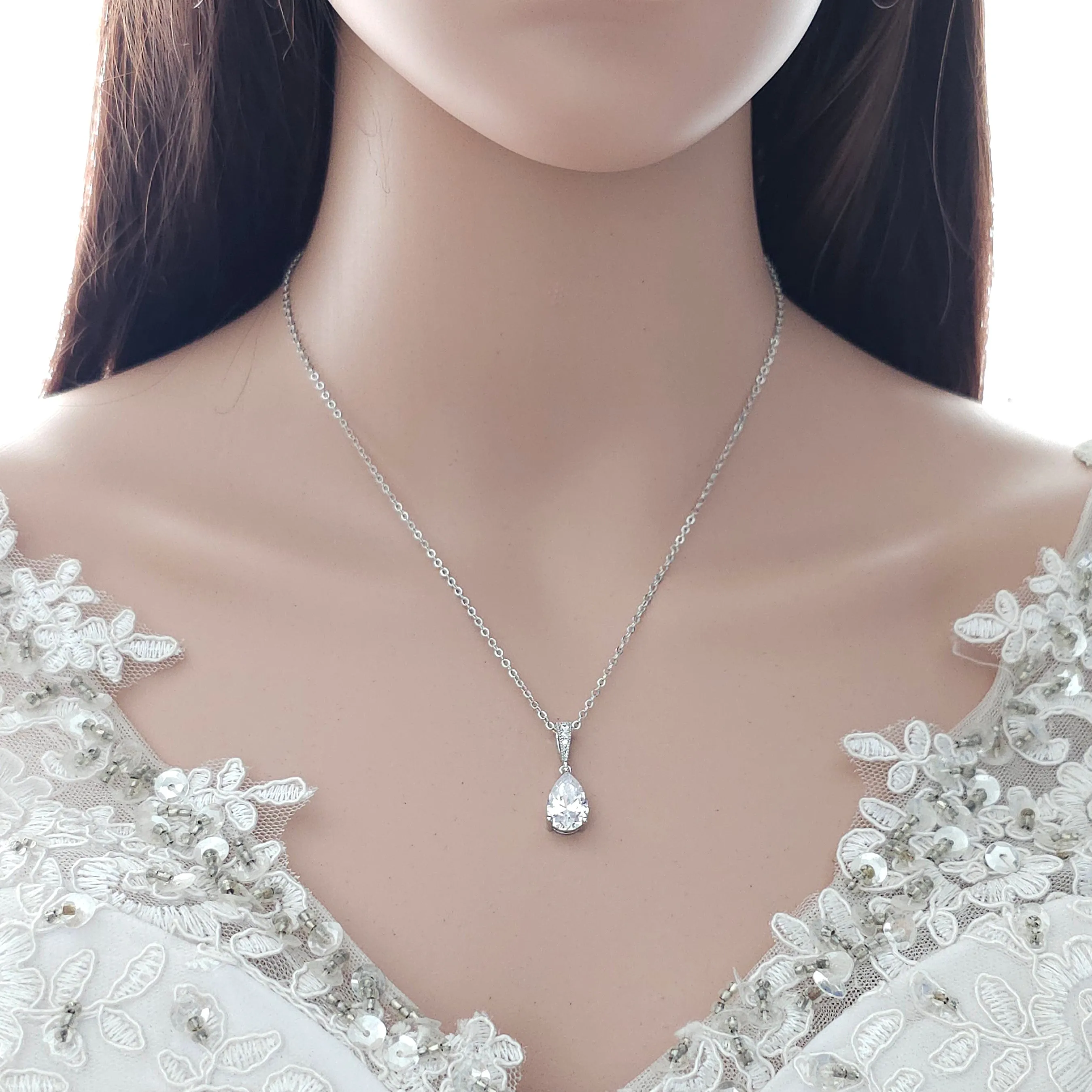 Teardrop Necklace in Rose Gold for Weddings & Occasions-Nicole