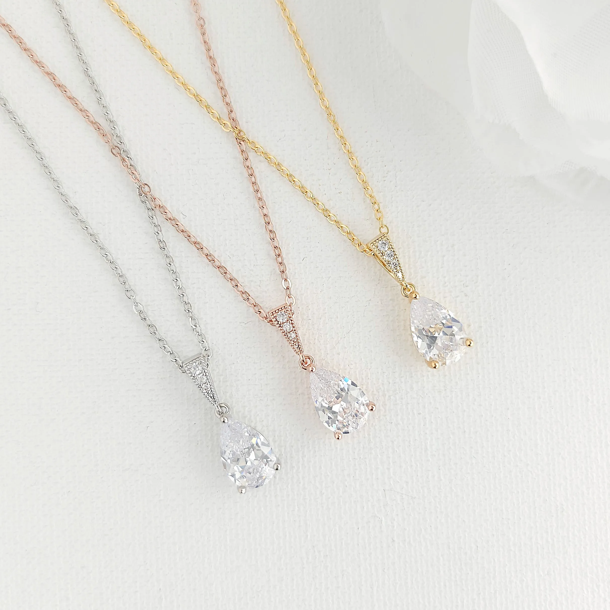 Teardrop Necklace in Rose Gold for Weddings & Occasions-Nicole