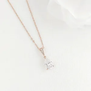 Teardrop Necklace in Rose Gold for Weddings & Occasions-Nicole