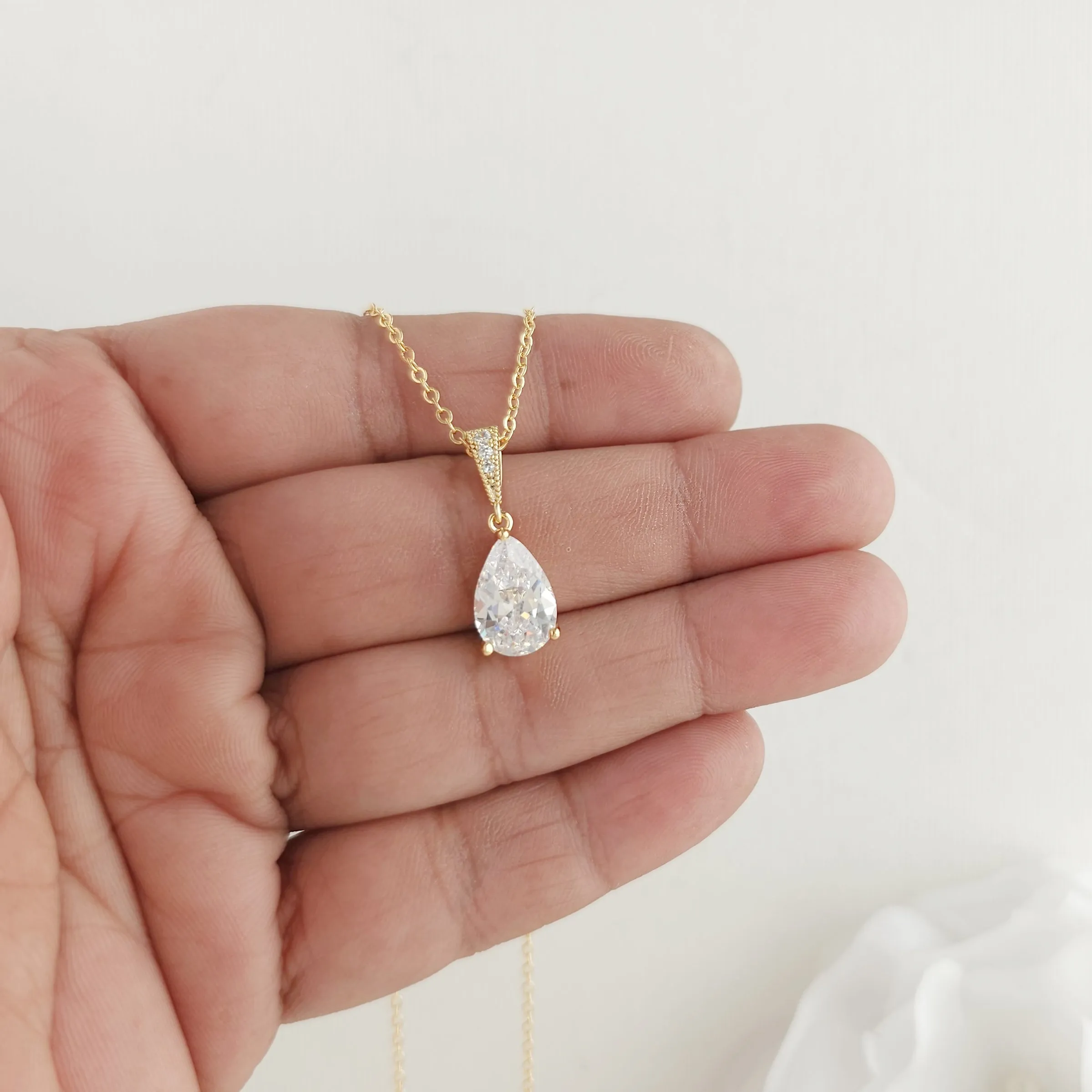 Teardrop Necklace in Rose Gold for Weddings & Occasions-Nicole