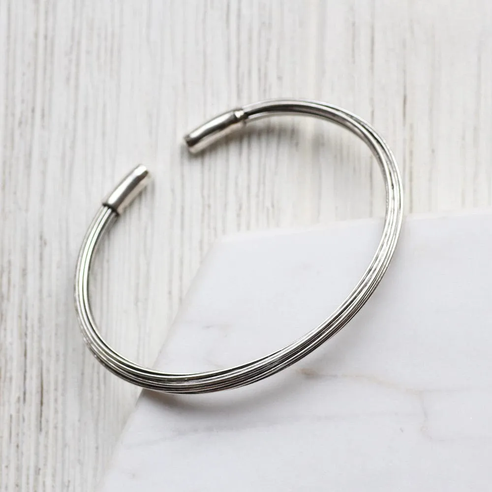 Thin Oxidized Sterling Silver Elephant Hair Cuff