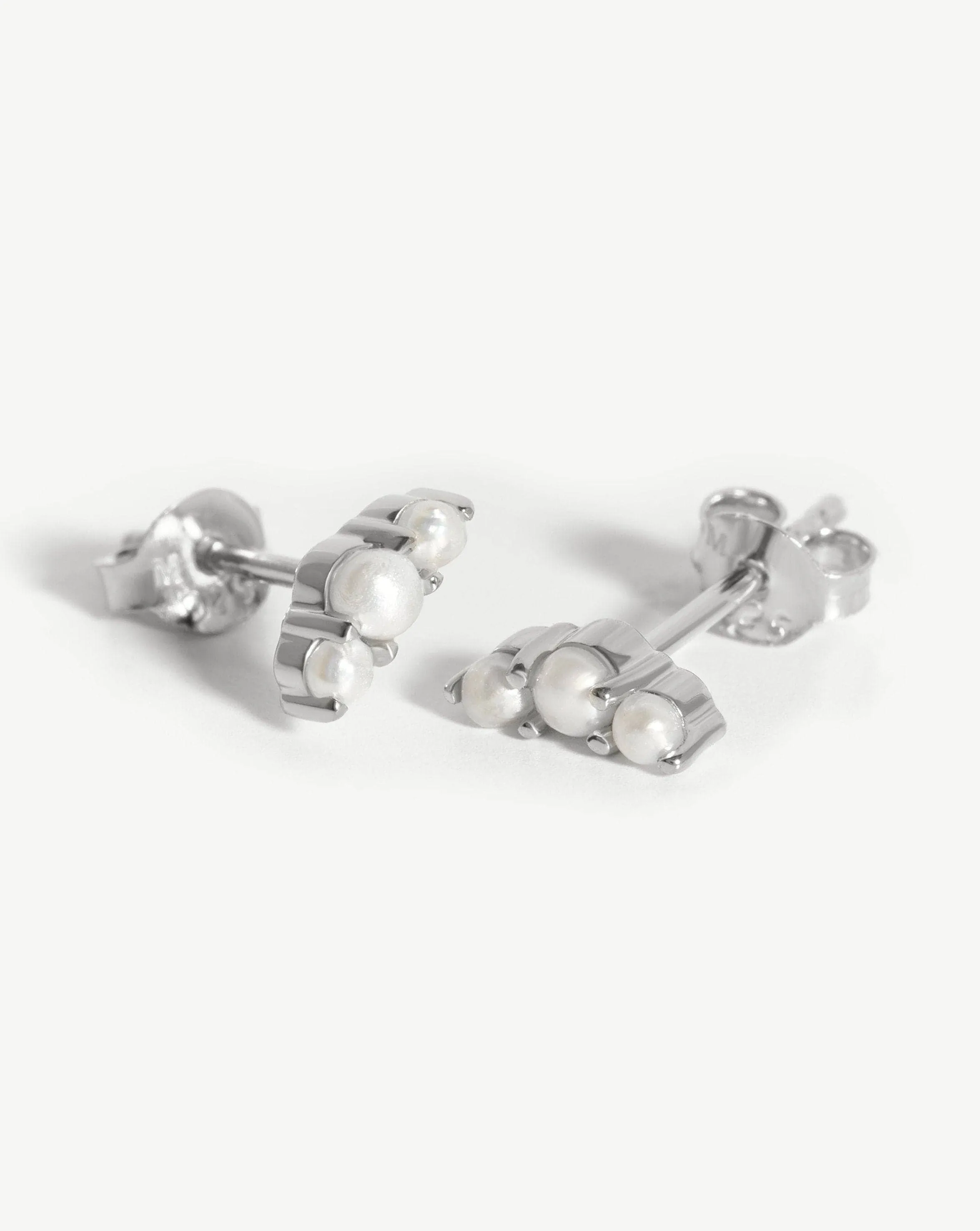 Trio Stud Earrings | Sterling Silver/Pearl