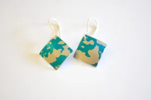 Turquoise aluminium/silver square Earrings