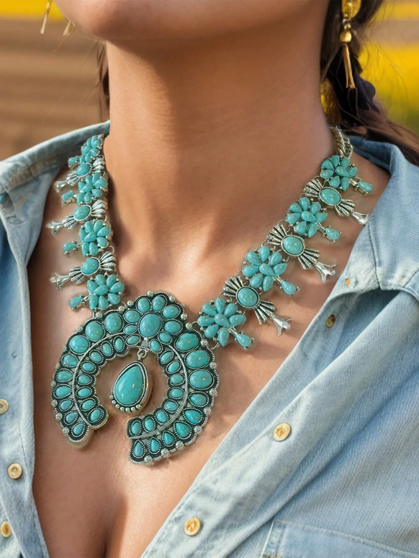 Turquoise Squash Blossom Necklace