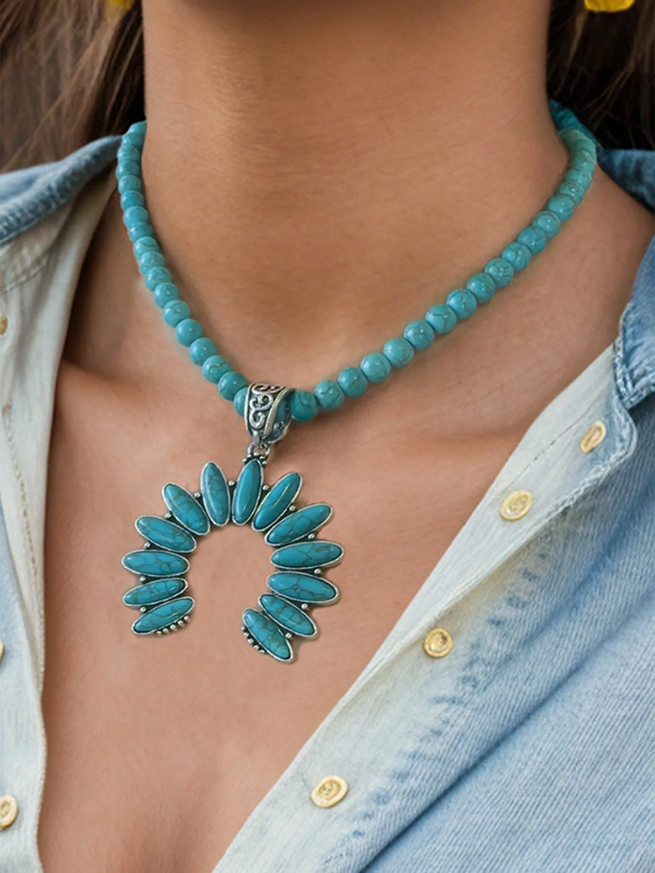 Turquoise Squash Blossom Necklace