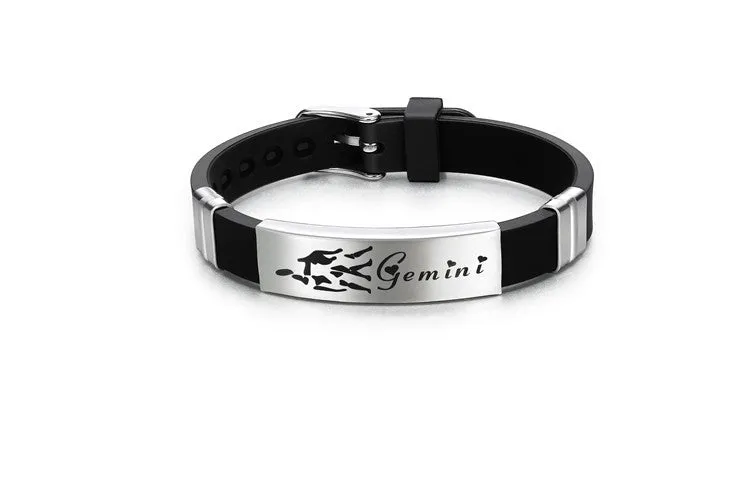 Twelve Constellations Simple Bracelet Black And White