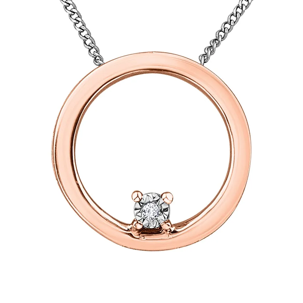 Two-Tone Gold Diamond Circle Pendant