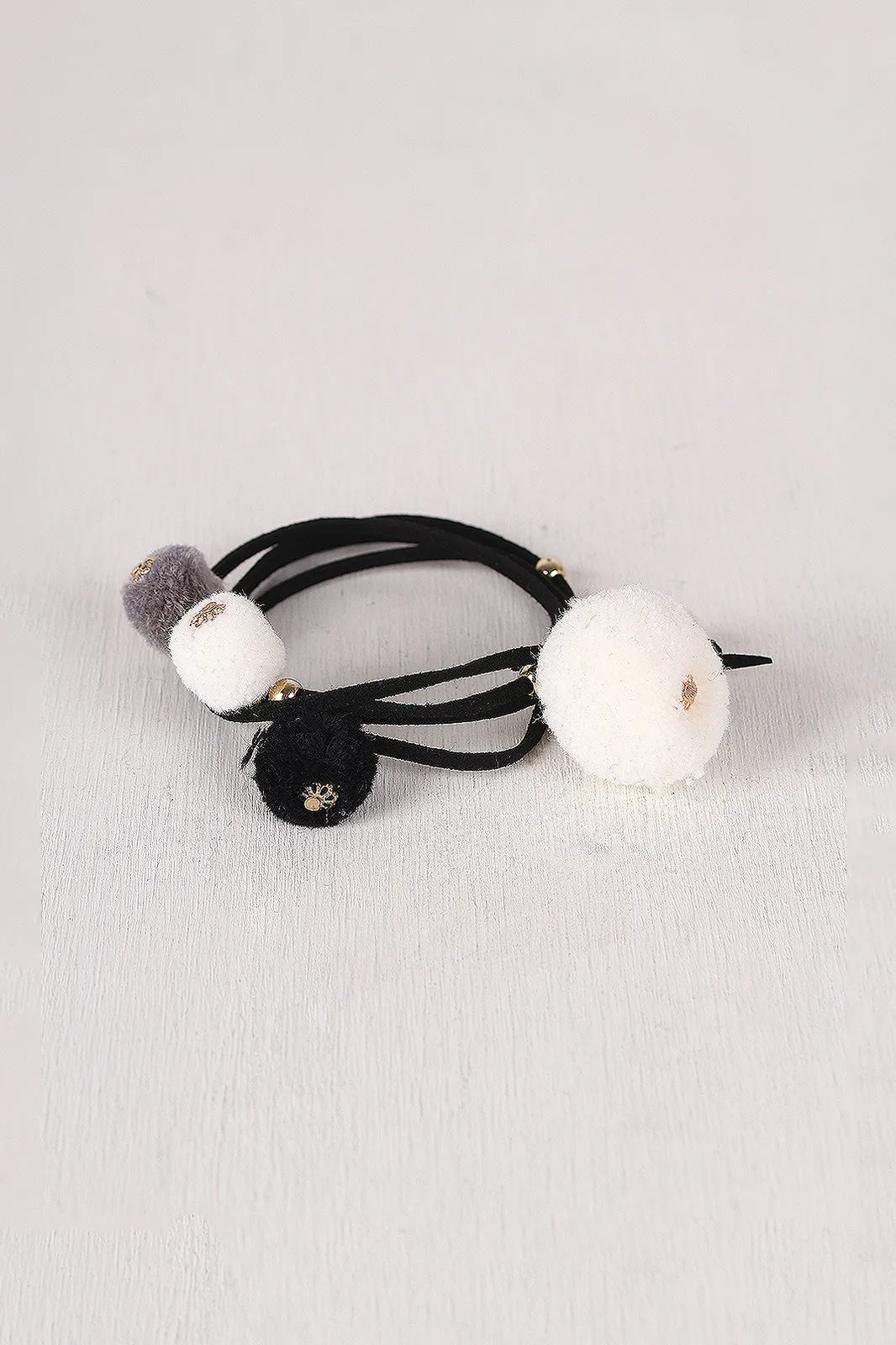 Vegan Leather Pom Pom Wrap Bracelet