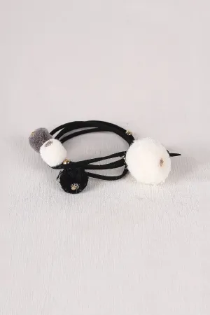 Vegan Leather Pom Pom Wrap Bracelet