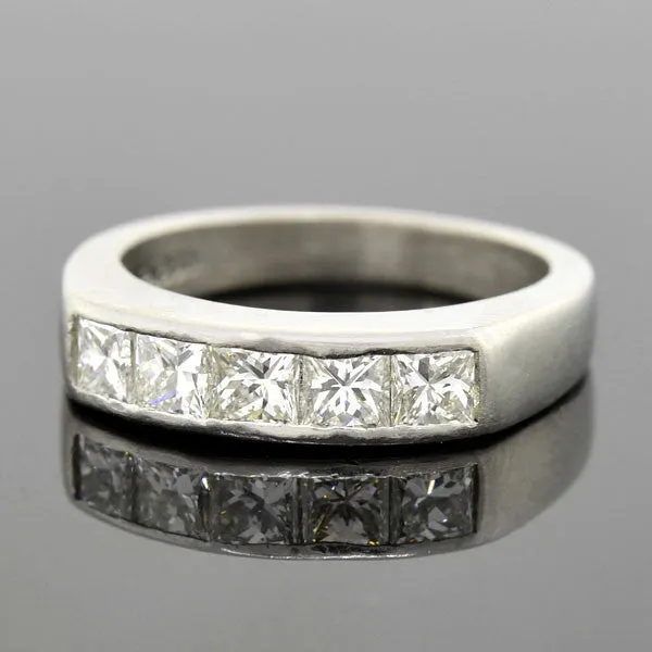 Vintage Platinum Radiant Cut Diamond Half Band 0.90ctw