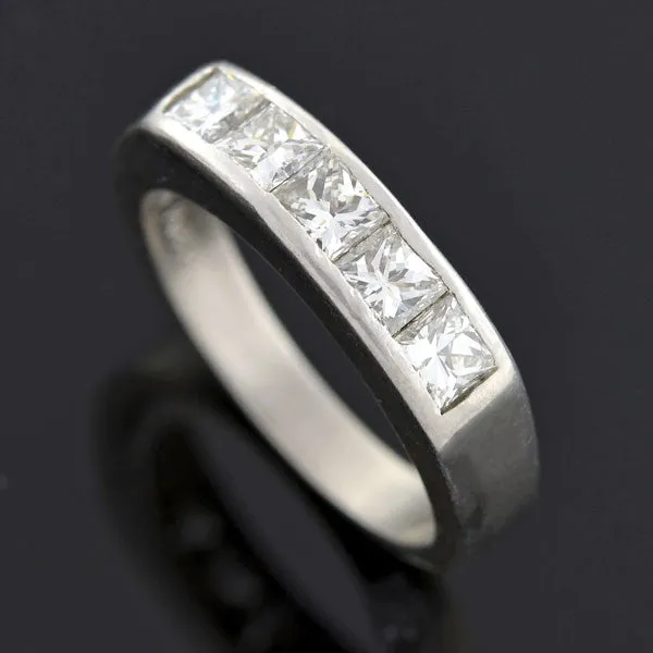 Vintage Platinum Radiant Cut Diamond Half Band 0.90ctw