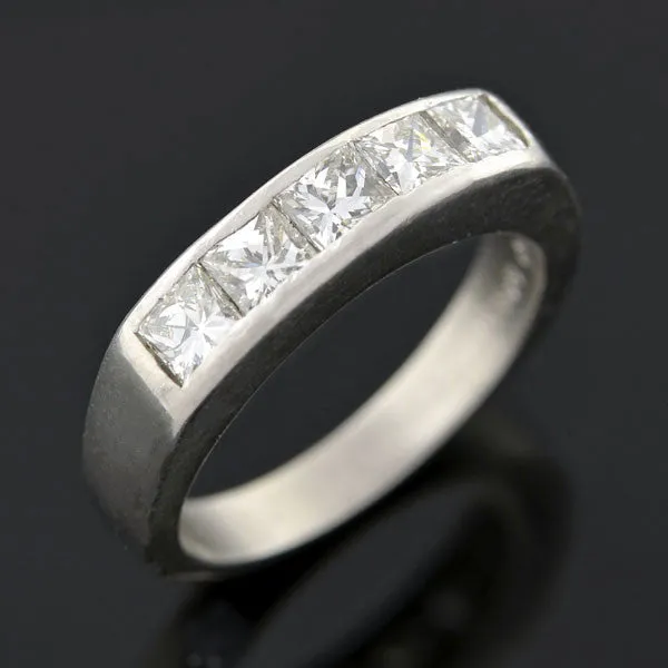 Vintage Platinum Radiant Cut Diamond Half Band 0.90ctw