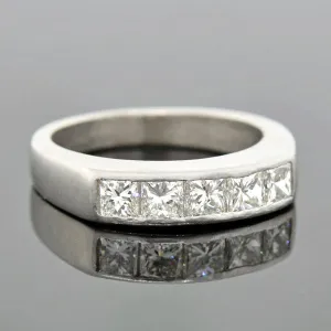 Vintage Platinum Radiant Cut Diamond Half Band 0.90ctw