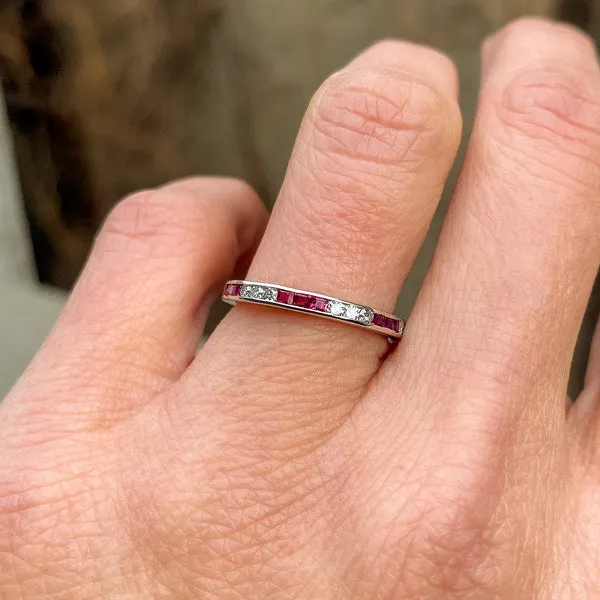 Vintage Ruby & Diamond Eternity Band, Size 5 3/4