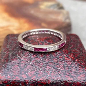 Vintage Ruby & Diamond Eternity Band, Size 5 3/4