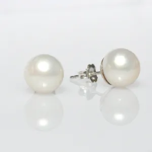 White Pearl Studs 10 mm