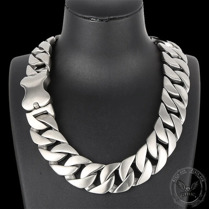 Wide Stainless Steel Cuban Link Necklace