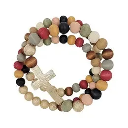 Wood Beaded Cross Bracelets